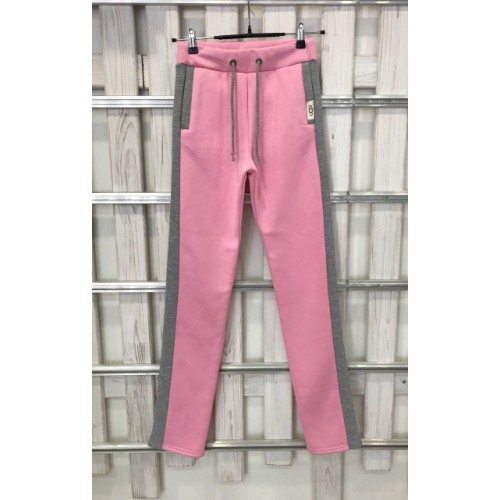 Теплые брюки UGG Australia, бледно-розовые с серыми лампасами