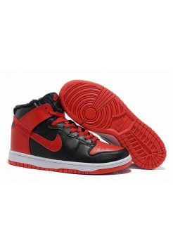 Кроссовки Nike Dunk High с мехом Черно/красные (О-231)