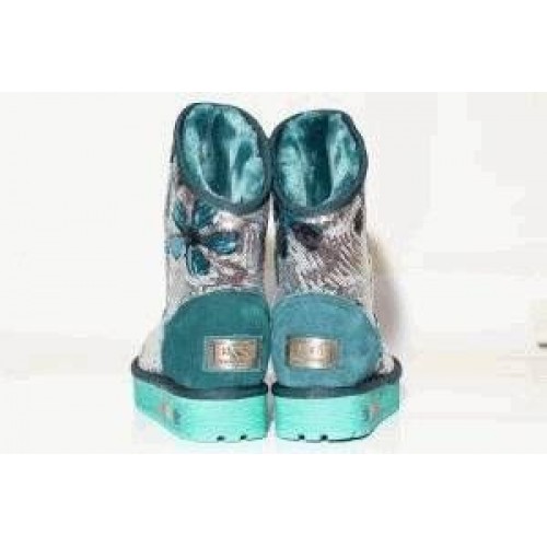 АКЦИЯ! Угги SEQUINS FLOWER TURQUOISE HOT