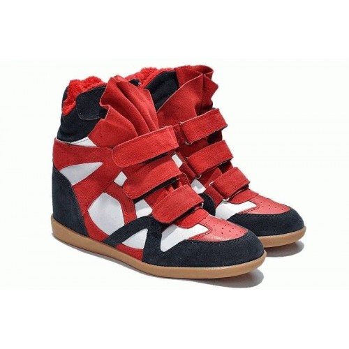 Зимние кроссовки Isabel Marant Sneakers Blue White Red Winter (С МЕХОМ)