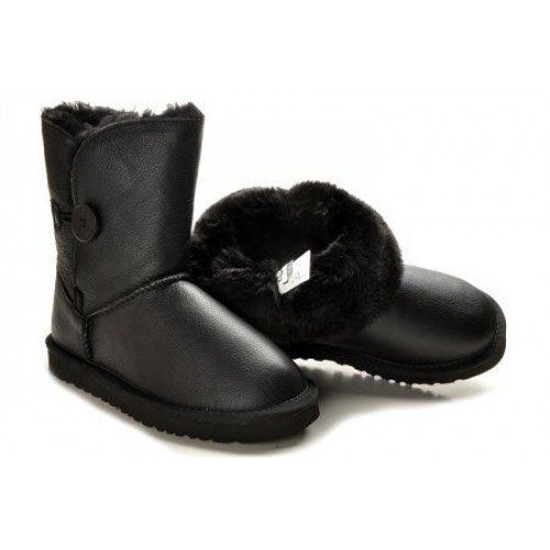 UGG Baby Bailey Button Leather Black
