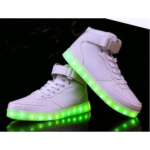 Кроссовки с LED подсветкой Белые Высокие (К-312)