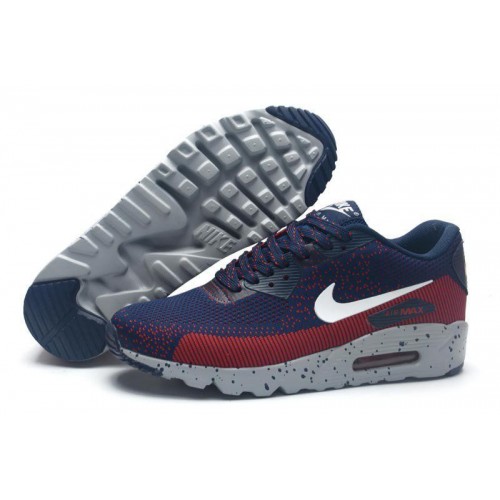 Кроссовки Nike Air Max 90 MD Flyknit Navy Red (О-352)