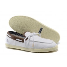 Мокасины Lacoste White and Coffee (Е-714)